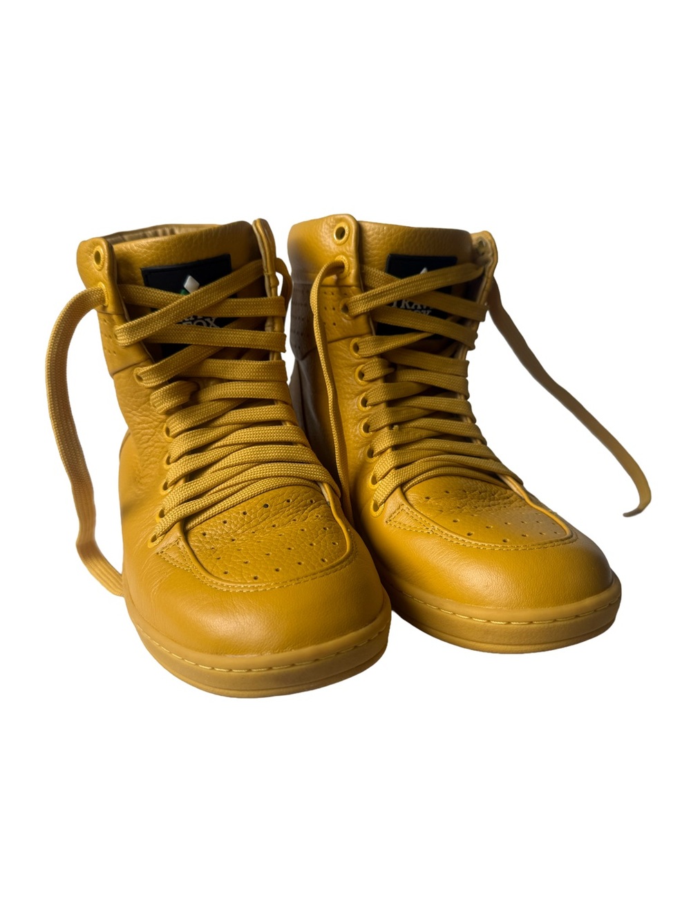 Travel Fox Women’s Yellow Leather High Top Sneakers Retro Streetwear Shoes